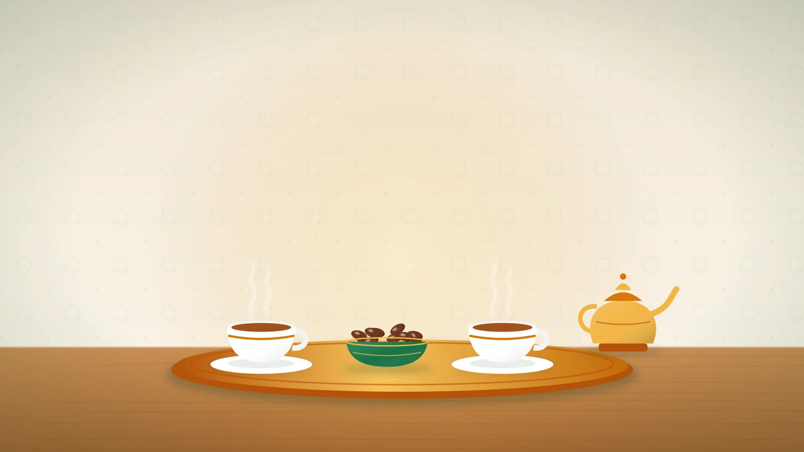 The rights of wives in Islam Illustration of two cups of tea, a bowl of dates and a teapot on a golden tray